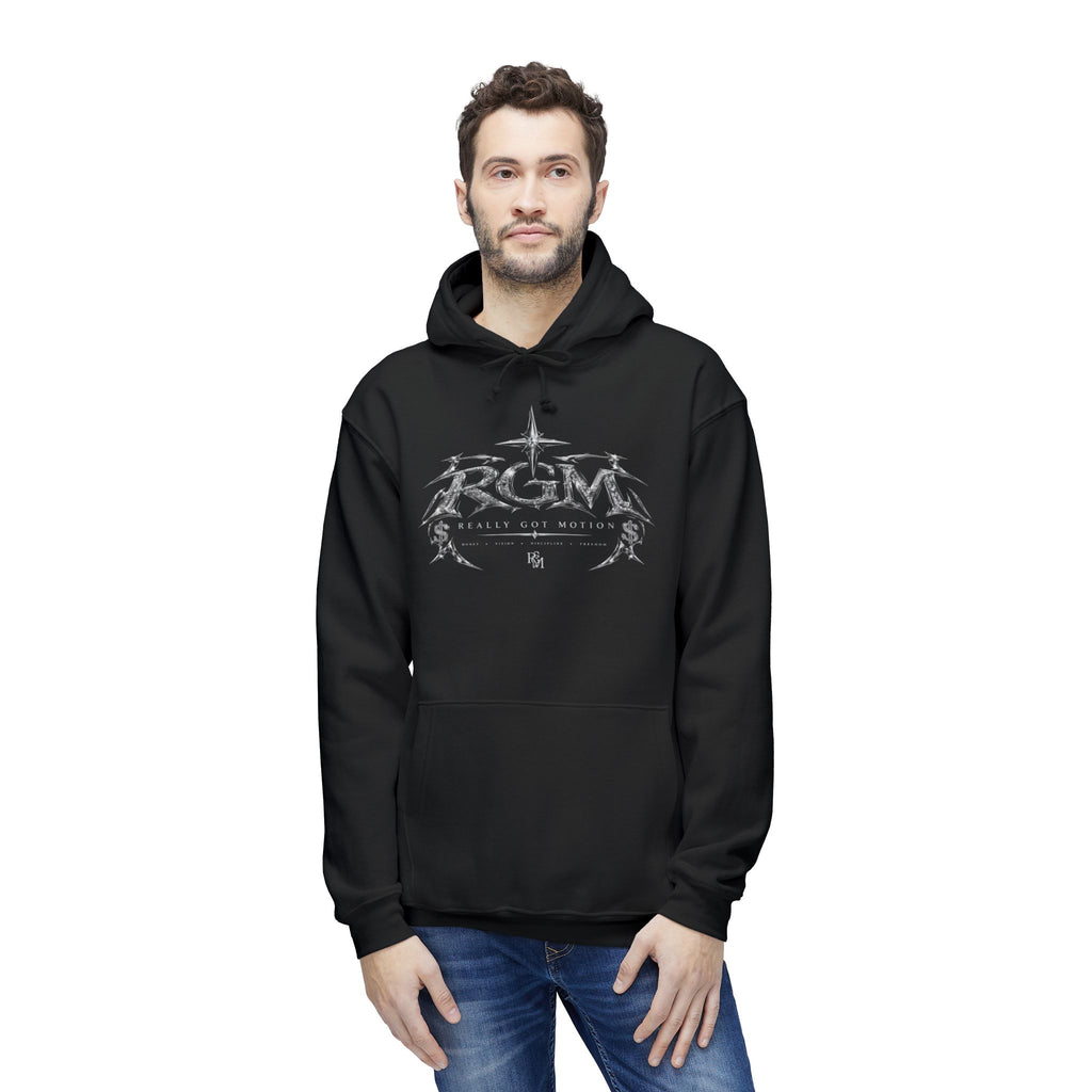 Unisex RGM Distressed Logo Hoodie — Vintage Nautical Graphic Pullover