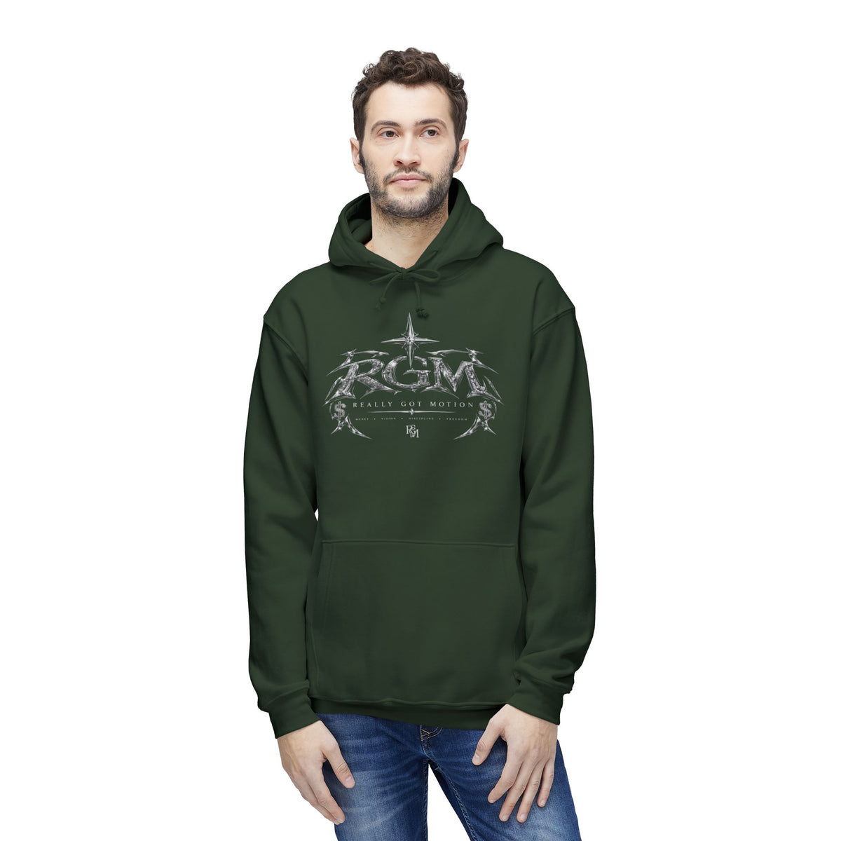 Unisex RGM Distressed Logo Hoodie — Vintage Nautical Graphic Pullover