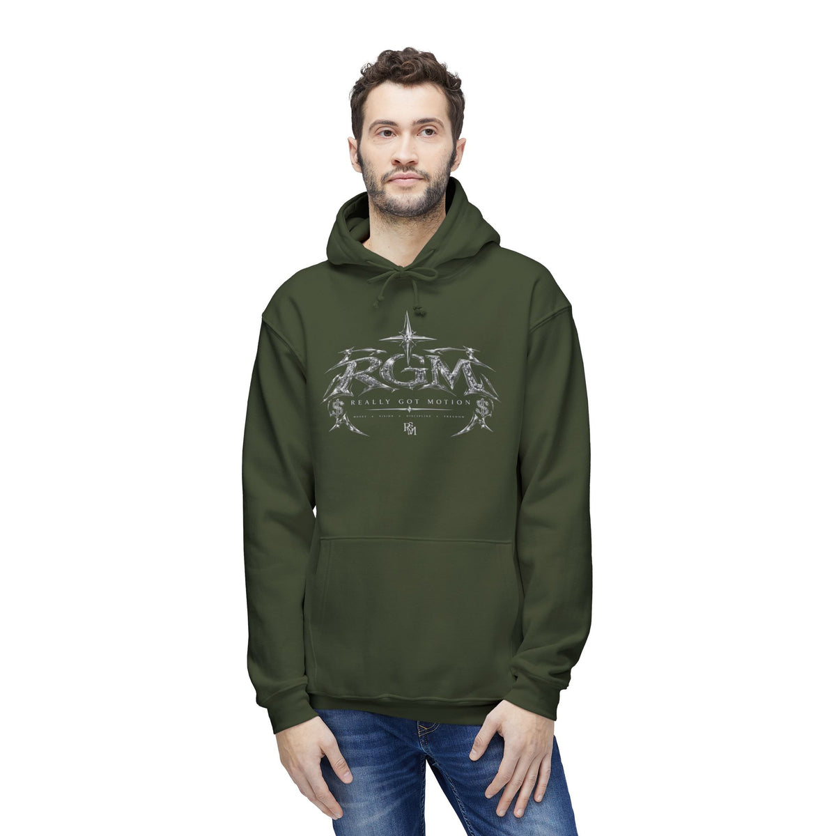Unisex RGM Distressed Logo Hoodie — Vintage Nautical Graphic Pullover