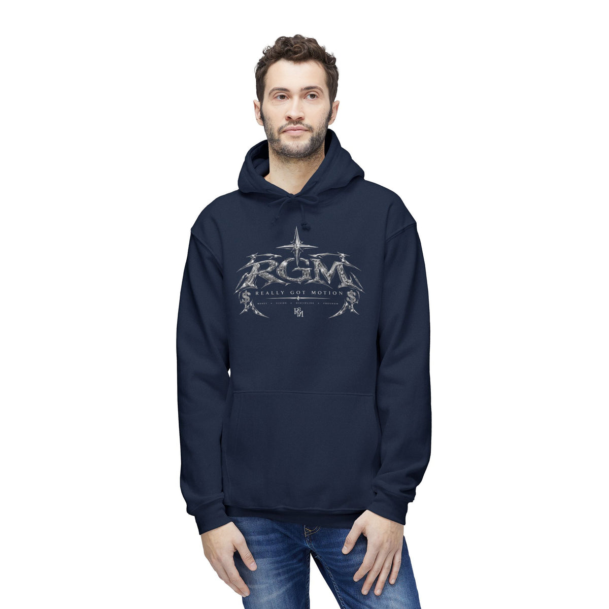 Unisex RGM Distressed Logo Hoodie — Vintage Nautical Graphic Pullover
