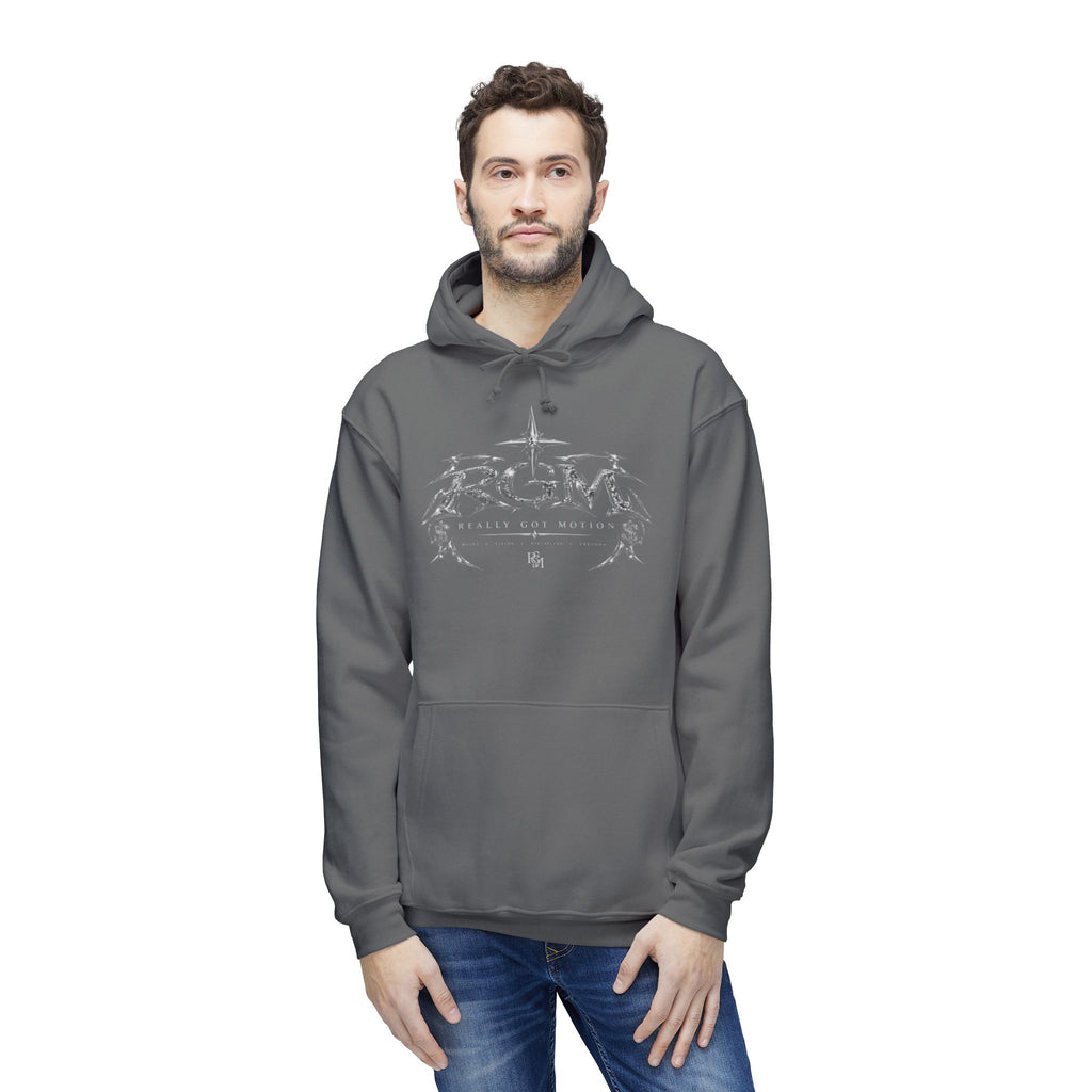 Unisex RGM Distressed Logo Hoodie — Vintage Nautical Graphic Pullover